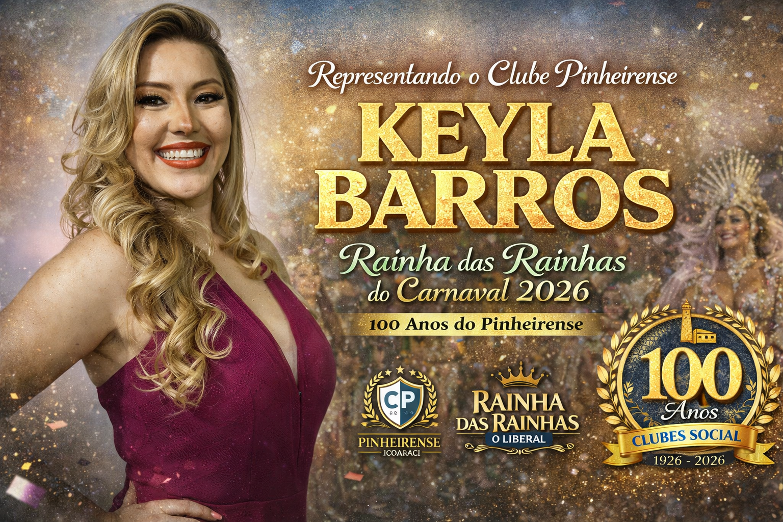 Pinheirense celebra 100 anos com candidata no Rainha das Rainhas 2026